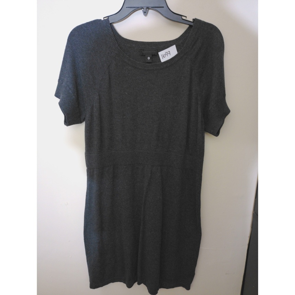 Worthington Sweater Dress Women XL Gray Empire Waist Short Sleeve Knit Academia